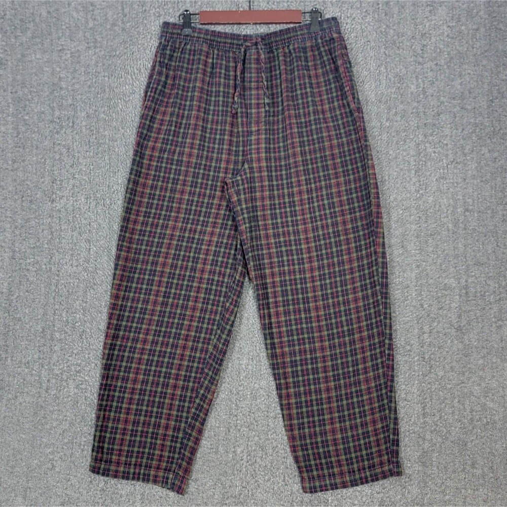 Nautica Sleepwear Pajama Pants Mens Medium Multi Plaid Flannel Elastic Waist PJ